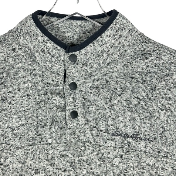 Eddie Bauer Men’s Large Radiator Fleece 1/4 Snap Mock Pullover Sweatshirt Gray - Picture 4 of 12